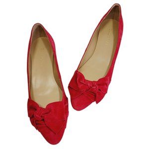 Talbots Red Pop Edison Wrap Bow Flats